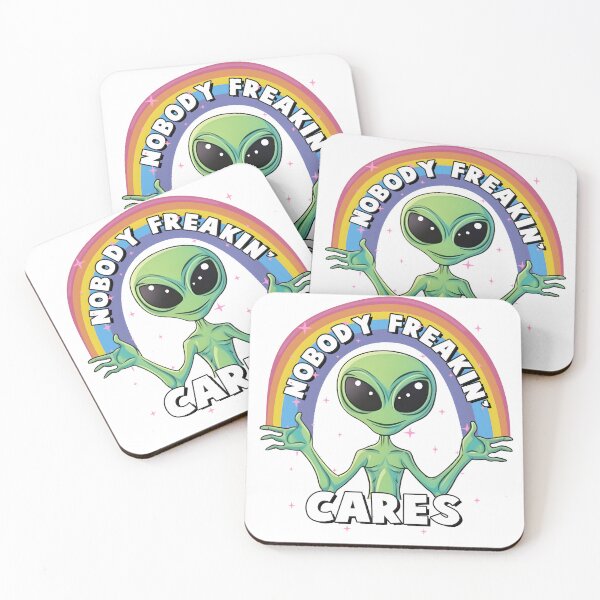 Item preview, Nobody Freaking Cares Alien  designed and sold by Pink Pineapple Works.