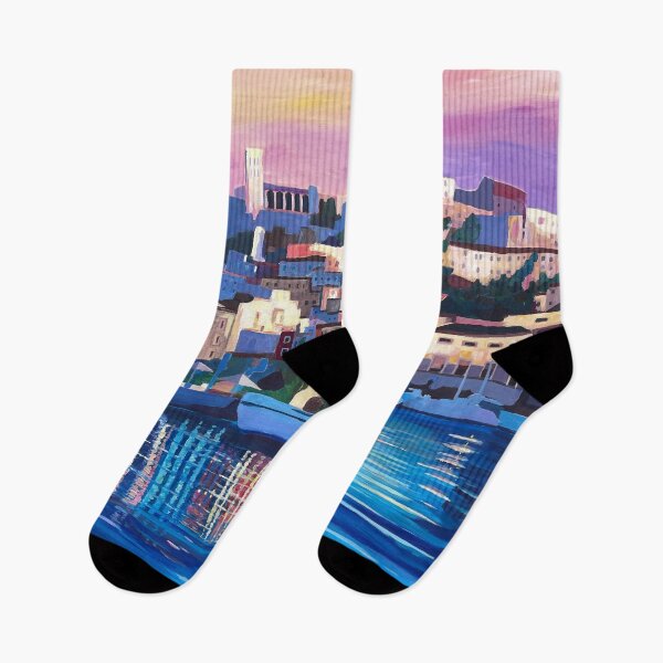 Item preview, Sunset Reflections Over Coastal Mediterranean Ibiza Dalt Vila designed and sold by artshop77.