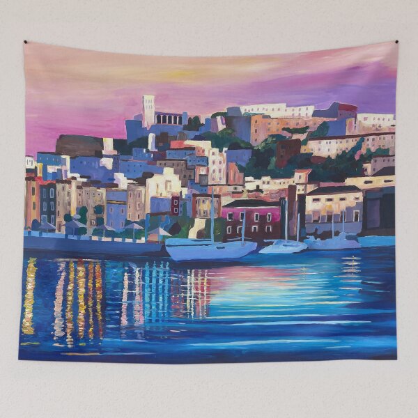 Item preview, Sunset Reflections Over Coastal Mediterranean Ibiza Dalt Vila designed and sold by artshop77.