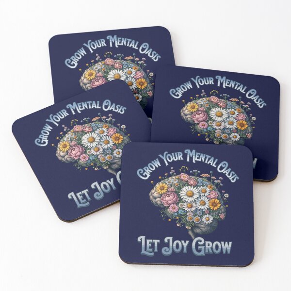 Item preview, Brai, Mindfulness,  motivational quote, cultivating Mental Health and Wellness, blue color floral brain designed and sold by Collagedream.