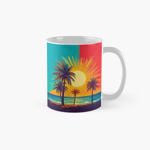 Item preview, A design of tall palms and a dazzling sun over tranquil water. designed and sold by HEMRO.