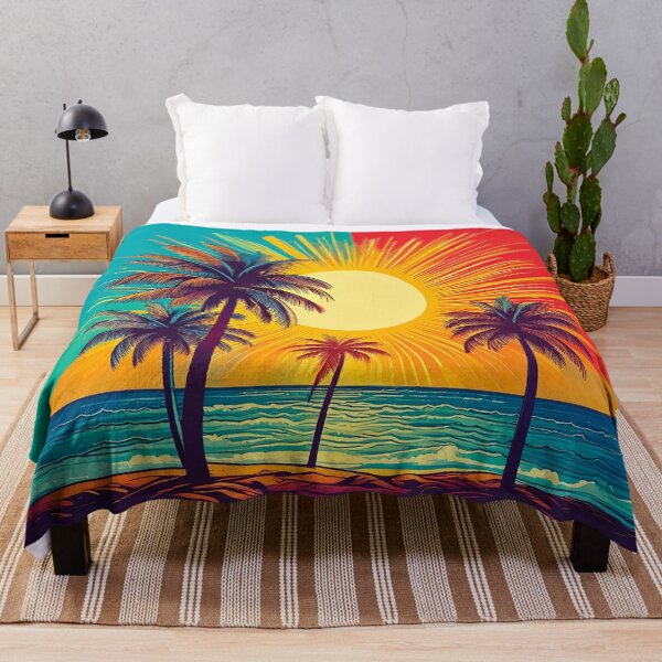 Item preview, A design of tall palms and a dazzling sun over tranquil water. designed and sold by HEMRO.
