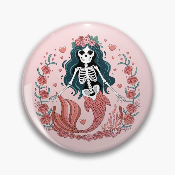 Item preview, Skeleton Mermaid and Roses designed and sold by Pink Pineapple Works.