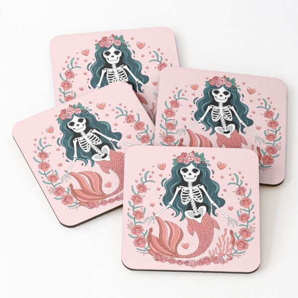 Item preview, Skeleton Mermaid and Roses designed and sold by Pink Pineapple Works.