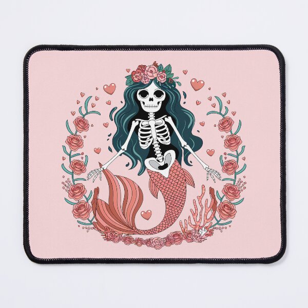 Item preview, Skeleton Mermaid and Roses designed and sold by Pink Pineapple Works.