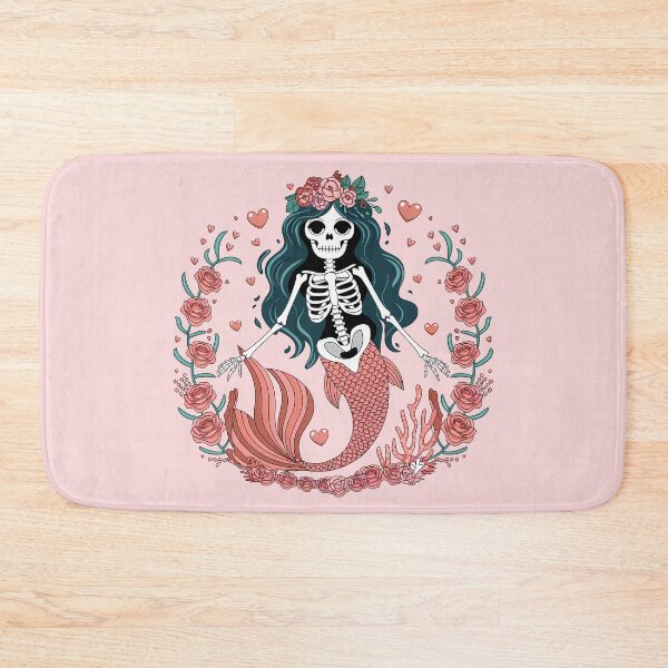 Item preview, Skeleton Mermaid and Roses designed and sold by Pink Pineapple Works.