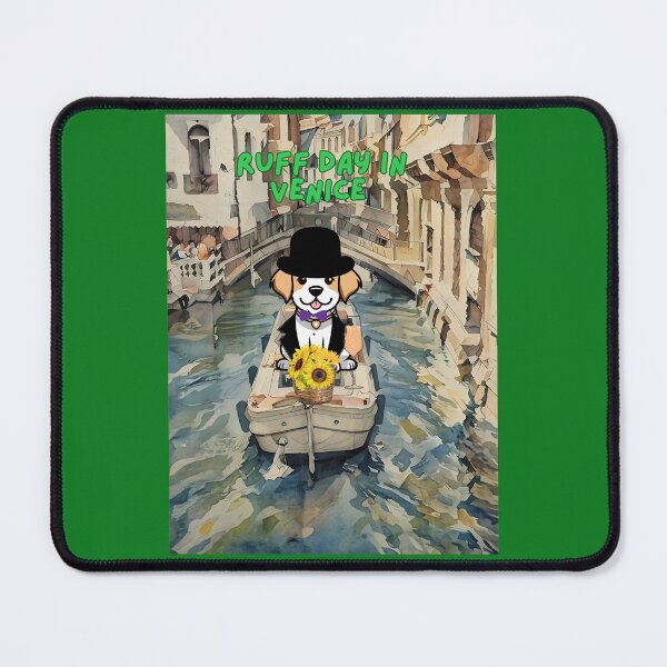 Item preview, Ruff day in Venice ,a dog on a boat in tuxedo  designed and sold by wallartofmio.
