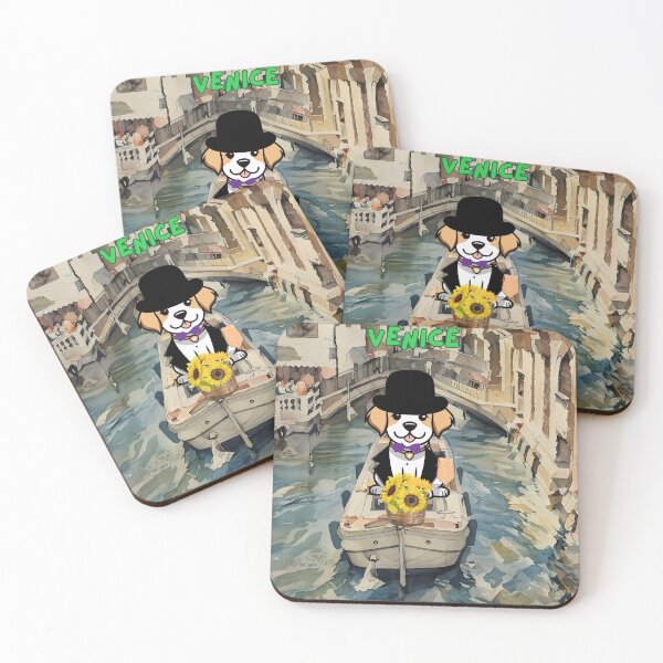 Item preview, Ruff day in Venice ,a dog on a boat in tuxedo  designed and sold by wallartofmio.