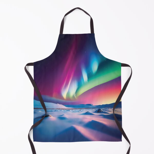 Item preview, A design of a vibrant, swirling depiction of the Northern Lights over a snow-covered field. designed and sold by HEMRO.