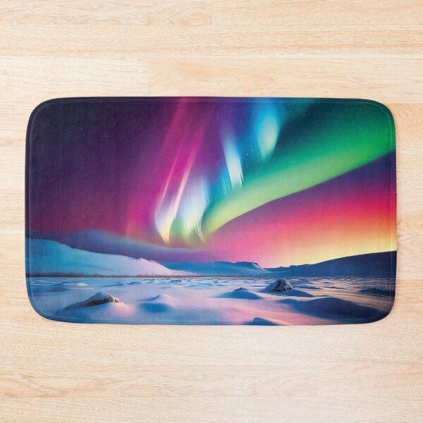 Item preview,  A design of a vibrant, swirling depiction of the Northern Lights over a snow-covered field. designed and sold by HEMRO.