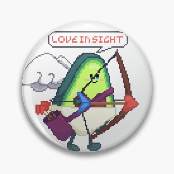 Item preview, pixel art of avocado cupid with bow and arrows of hearts pointing designed and sold by ZerpaGiovanna.