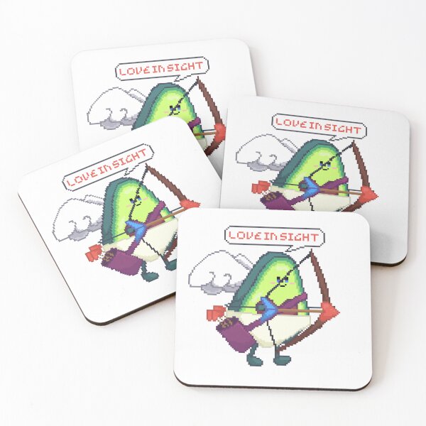 Item preview, pixel art of avocado cupid with bow and arrows of hearts pointing designed and sold by ZerpaGiovanna.