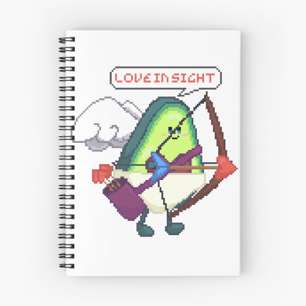 Item preview, pixel art of avocado cupid with bow and arrows of hearts pointing designed and sold by ZerpaGiovanna.