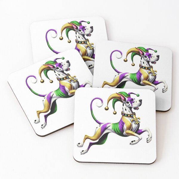 Item preview, Leaping Great Dane Mardi Gras Jester Design designed and sold by BlankCanvasHaHa.