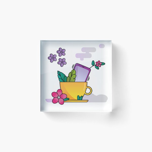 Item preview, Cup with cellphone and flowers designed and sold by AgingeR.