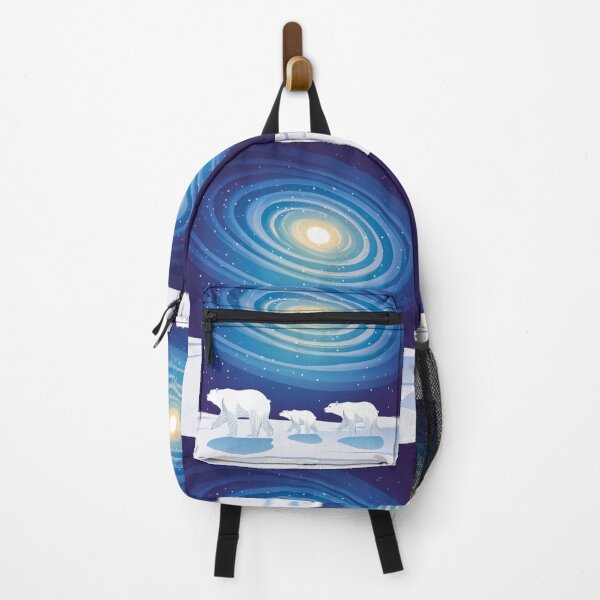 Item preview, A family of polar bears walking through a snowy field under a colorful sky. designed and sold by HEMRO.