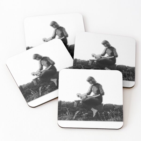 Item preview, Sylvia Plath portrait typing outdoors designed and sold by Oqueartecura.