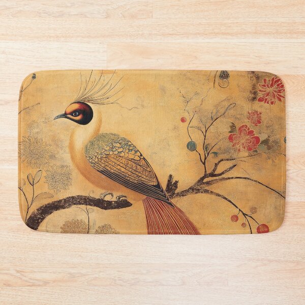 Item preview, Peacock on a branch in a garden with flowers designed and sold by celiacreatec.