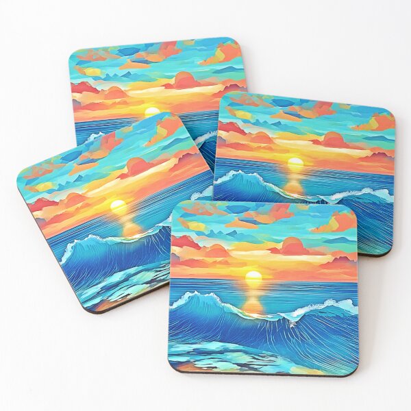 Item preview, Ocean Sunset Wave Art designed and sold by Health And Fitness Posts e-Store.