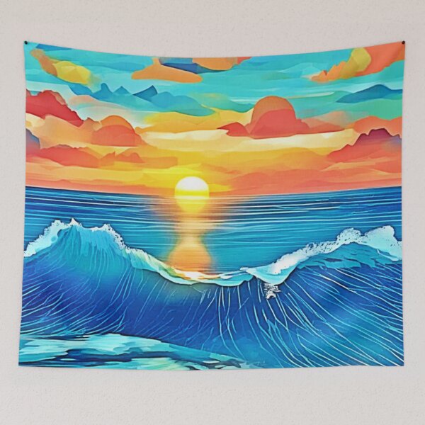 Item preview, Ocean Sunset Wave Art designed and sold by Health And Fitness Posts e-Store.