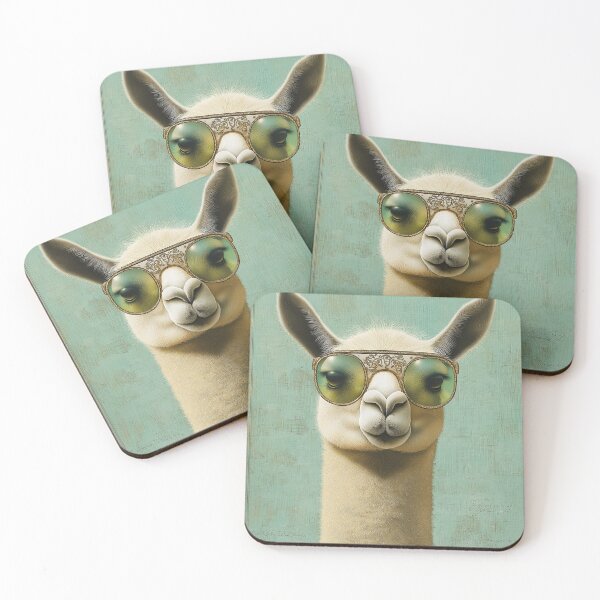 Item preview, A portrait of an alpaca wearing sunglasses on a green background designed and sold by celiacreatec.