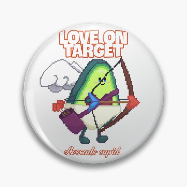 Item preview, pixel art of avocado cupid with bow and arrows of hearts pointing designed and sold by ZerpaGiovanna.