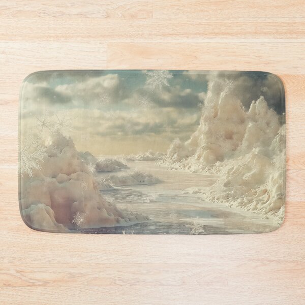 Item preview, whimsical snow mounds and delicate ice formations stretch toward a soft, pastel sky filled with drifting snowflakes.  designed and sold by HEMRO.