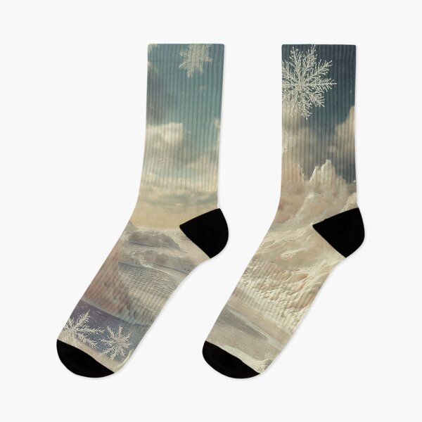 Item preview, whimsical snow mounds and delicate ice formations stretch toward a soft, pastel sky filled with drifting snowflakes.  designed and sold by HEMRO.