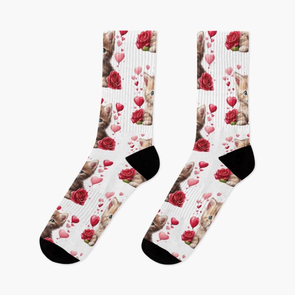 Item preview, Watercolor Valentine's Day Kitten with Roses  designed and sold by silviaol.