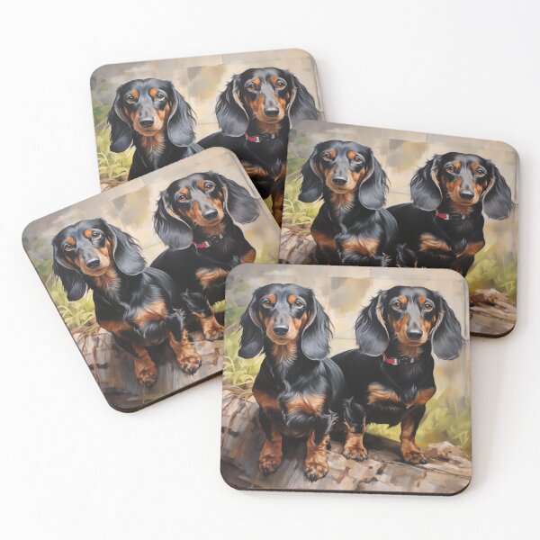 Item preview, Two Dachshunds Portrait designed and sold by PetsArt.