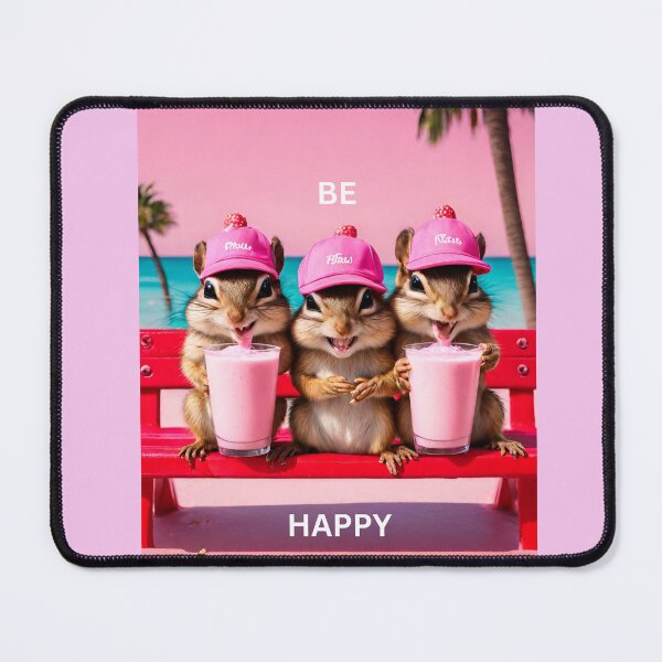 Item preview, happy chipmunks drinking strawberry shakes designed and sold by seahorse crossing.