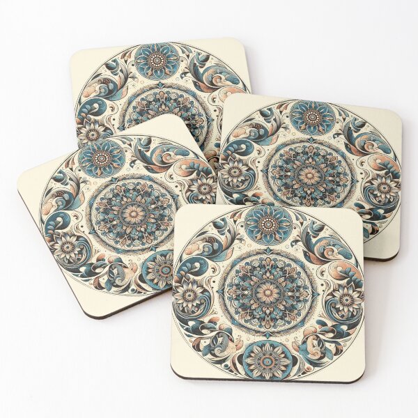 Item preview, Geometric pattern in a round shape with flowers designed and sold by Tori-Rori.
