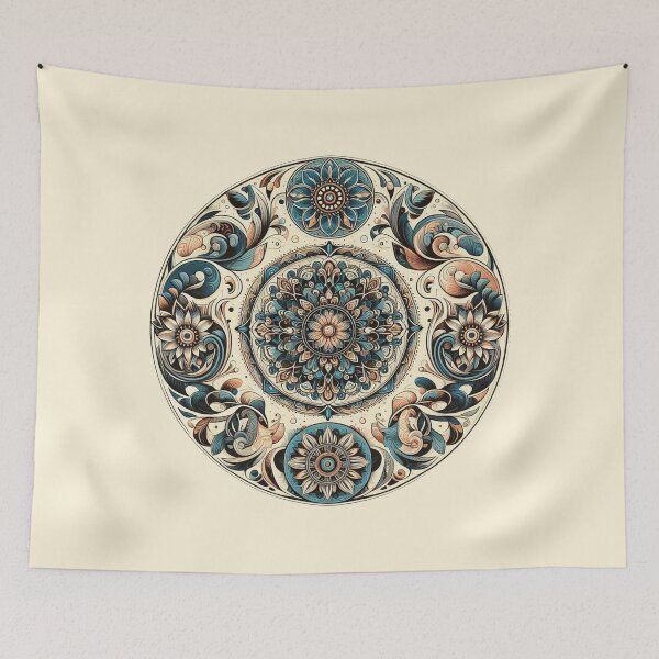 Item preview, Geometric pattern in a round shape with flowers designed and sold by Tori-Rori.