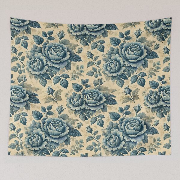 Item preview, Vintage Cabbage Rose in Blue designed and sold by DesignsbyVelvet.