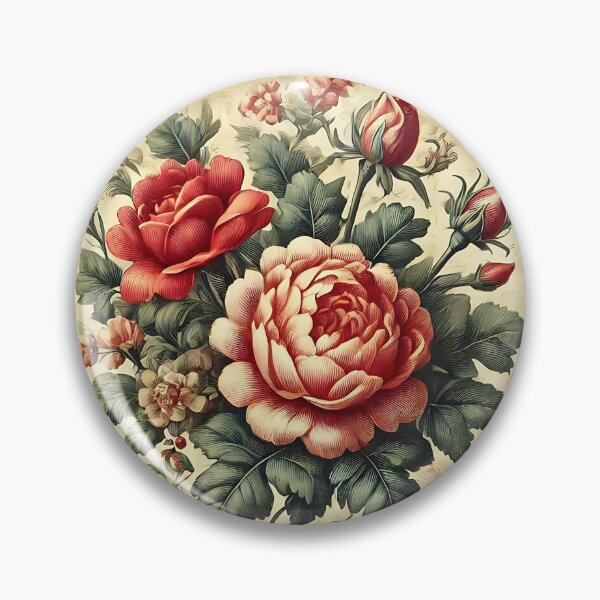 Item preview, Red Cabbage Rose Vintage Pattern designed and sold by DesignsbyVelvet.