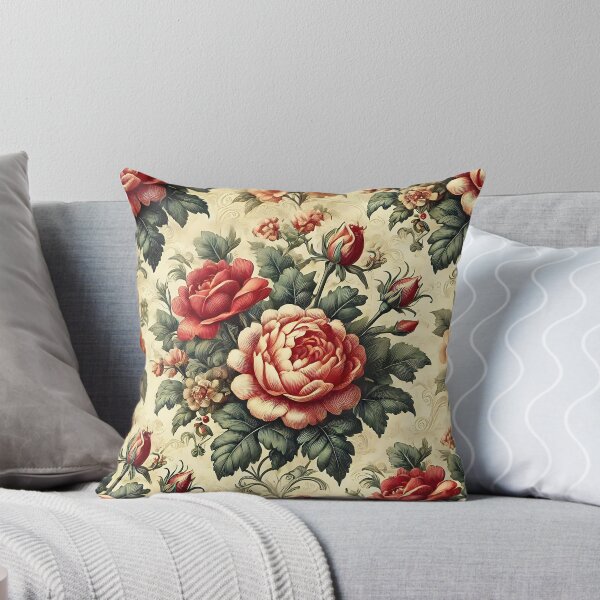 Item preview, Red Cabbage Rose Vintage Pattern designed and sold by DesignsbyVelvet.