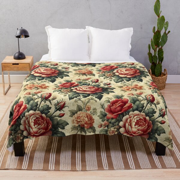 Item preview, Red Cabbage Rose Vintage Pattern designed and sold by DesignsbyVelvet.