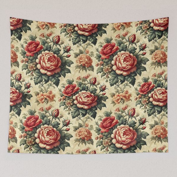 Item preview, Red Cabbage Rose Vintage Pattern designed and sold by DesignsbyVelvet.