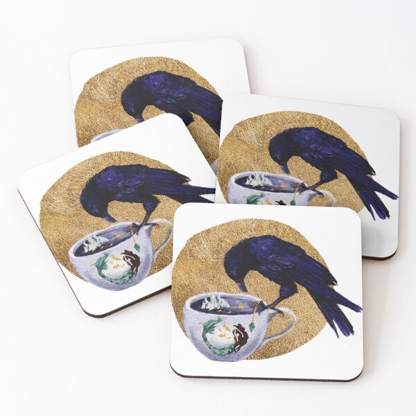 Item preview, Witchy Aesthetic The Scrying Raven Art Watercolor Pop Surrealist illustration designed and sold by Monica Laipple.