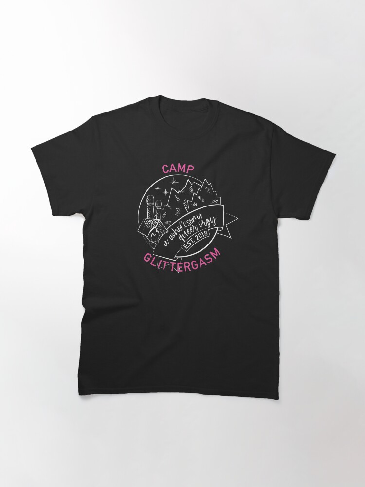 Thumbnail 3 of 7, Classic T-Shirt, Camp Glittergasm Logo (White & Pink) designed and sold by Glittergasm.