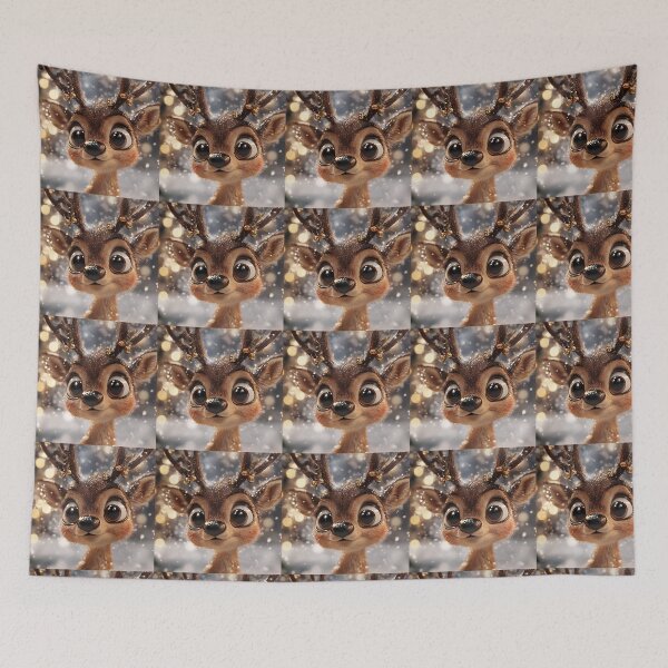 Item preview, Adorable Reindeer with Golden Antlers in Snow designed and sold by Amr Siam.