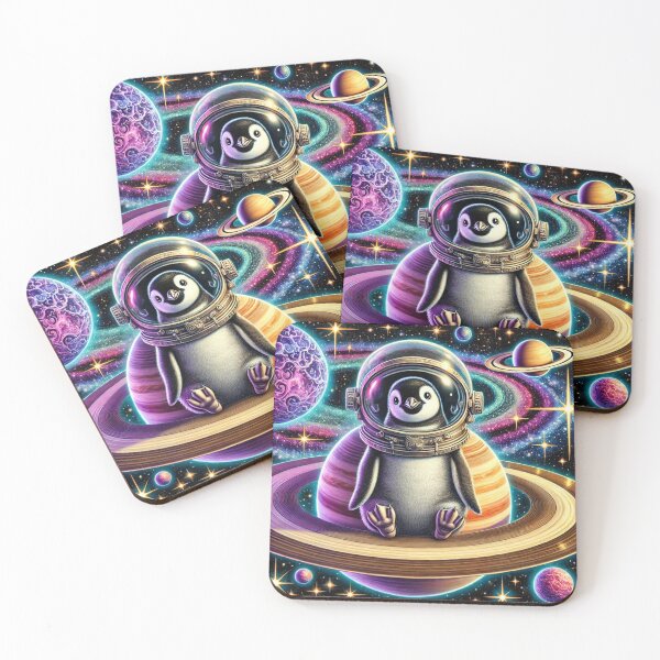Item preview, Cosmic Penguin Explorer on Saturn – Adorable Space Art designed and sold by Vikingaquarist.