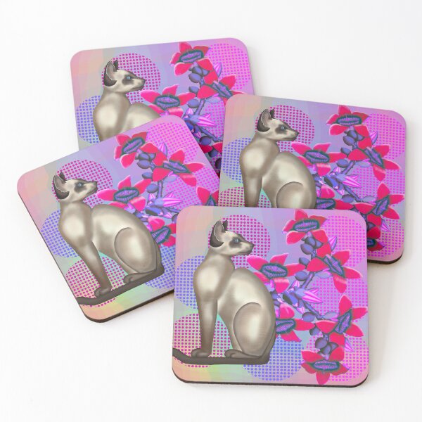 Item preview, Sleek Siamese Cat with Orchids designed and sold by KateVanFloofno1.