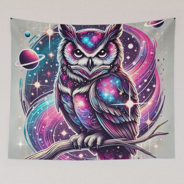 Item preview, Celestial Galaxy Owl – Mystical Cosmic Artwork designed and sold by Vikingaquarist.