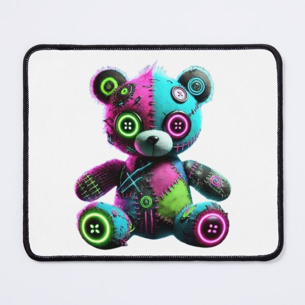 Item preview, Neon-Stitched Teddy Bear – Vibrant Cyberpunk Plushie Design designed and sold by GemBob Creations.