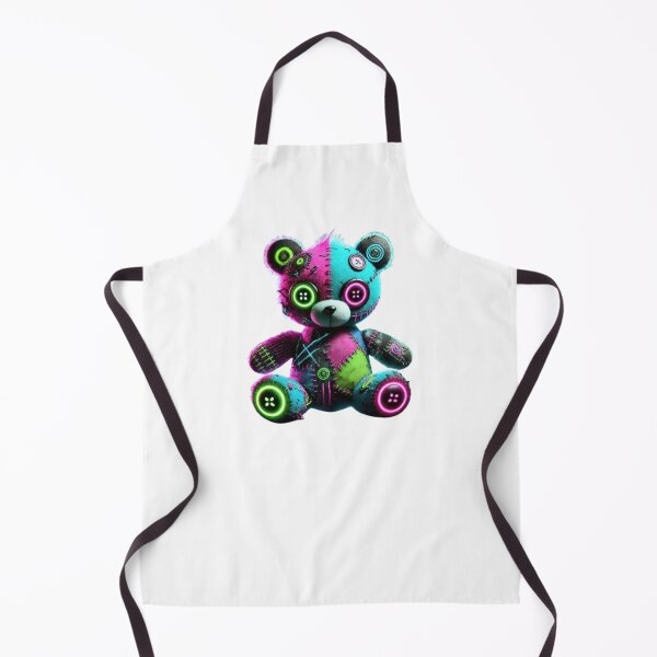 Item preview, Neon-Stitched Teddy Bear – Vibrant Cyberpunk Plushie Design designed and sold by GemBob Creations.