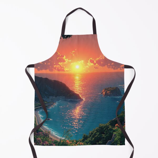 Artikelvorschau, Sonnenuntergang über einem Küstenparadies mit leuchtenden Wildblumen entworfen und verkauft von MysticArtisan.