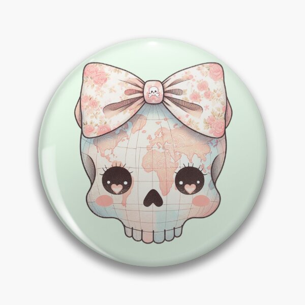 Item preview, Floral World Map Skull with Bow - Cute Travel Aesthetic designed and sold by MegHillStudio.