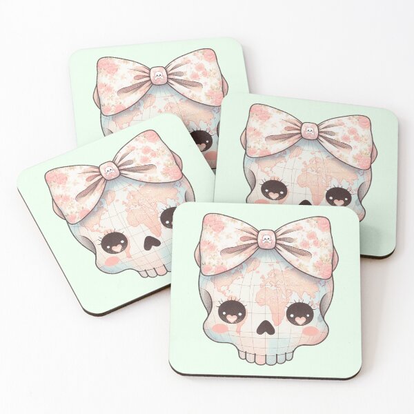 Item preview, Floral World Map Skull with Bow - Cute Travel Aesthetic designed and sold by MegHillStudio.