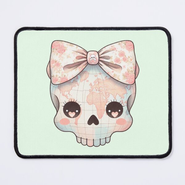 Item preview, Floral World Map Skull with Bow - Cute Travel Aesthetic designed and sold by MegHillStudio.
